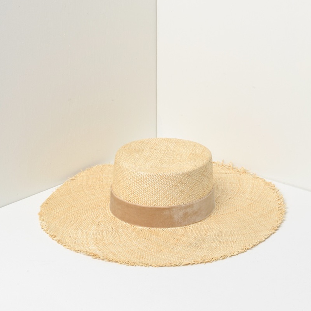 LACK OF COLOR ARUBA FRAY BOATER HAT NATURAL SIZE 57 CM MEDIUM